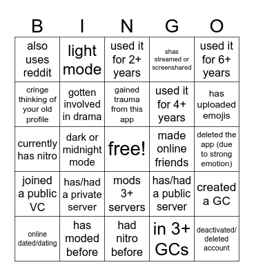 discord bingo Card