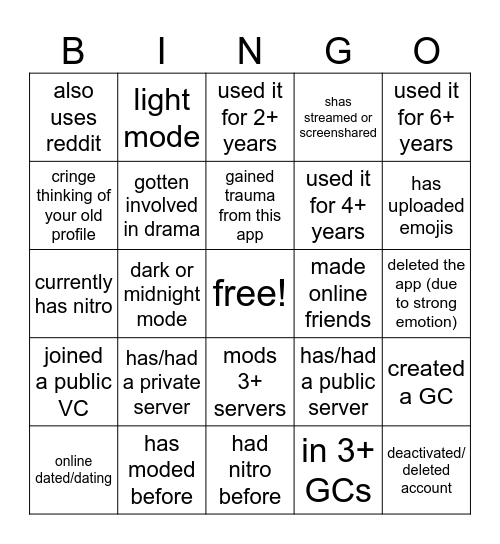 discord bingo Card