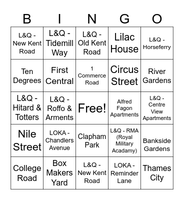Call Bingo Card