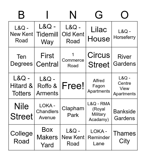 Call Bingo Card