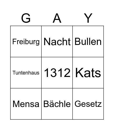 Gayspenster Bingo Card