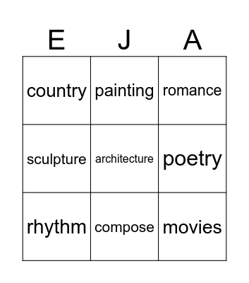 Culture & Arts Bingo Card