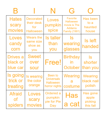 Halloween Bingo Card