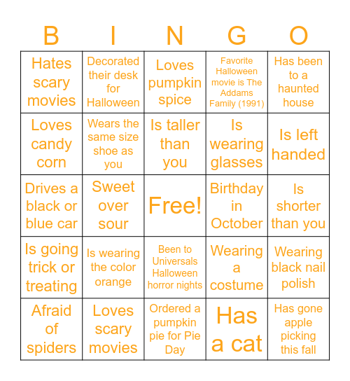 Halloween Bingo Card