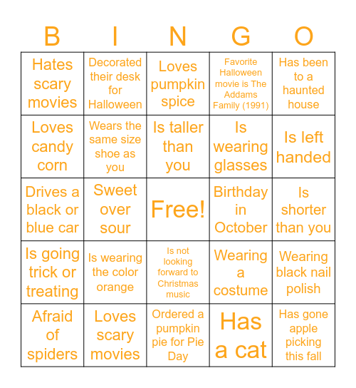 Halloween Bingo Card