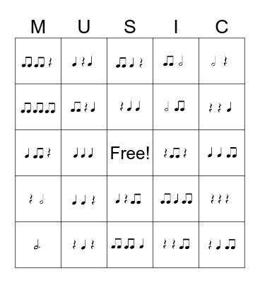 Rhythm Bingo Card