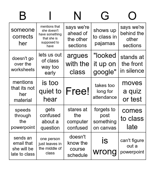 Biochemistry with Riggins Bingo Card