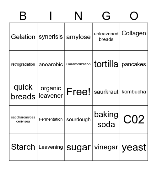 Chemical Processes Bingo Card