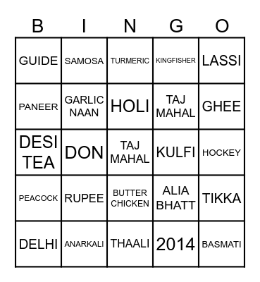 Priya Sethi Bingo Card