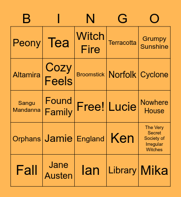October Book Club Bingo Card