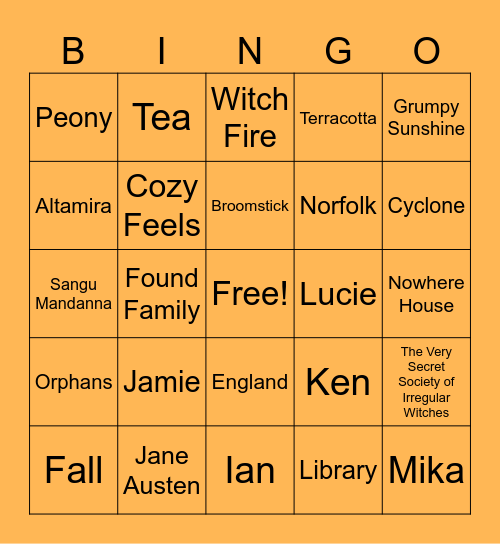 October Book Club Bingo Card