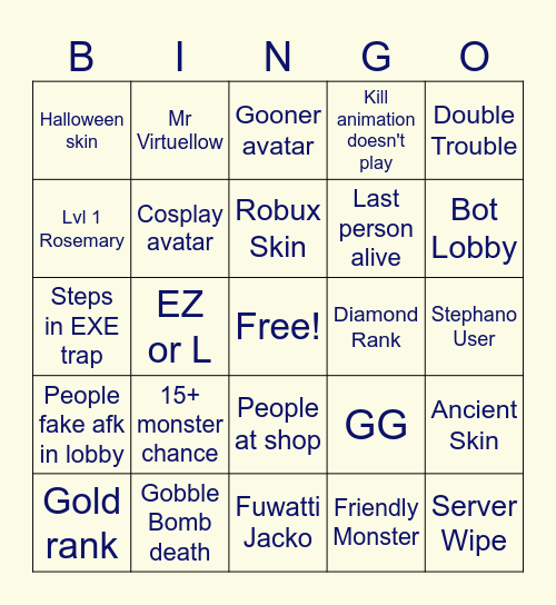 Pillar Chase 2 Bingo Card