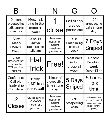 Sales Team Bingo Bingo Card