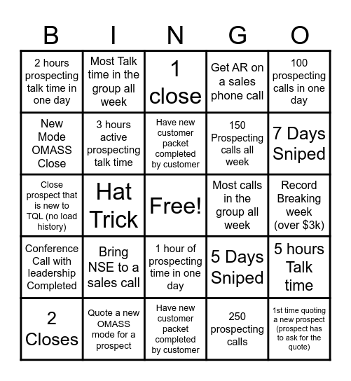 Sales Team Bingo Bingo Card