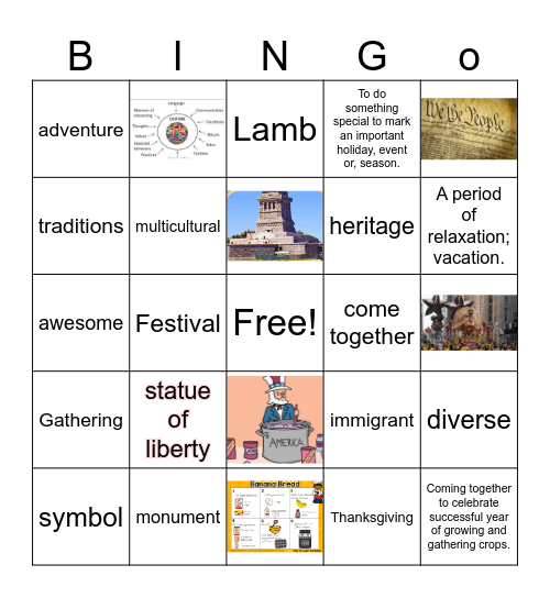 Vocabulary Bingo Card