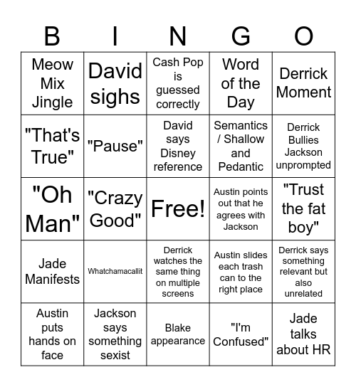 NDC Bingo Card