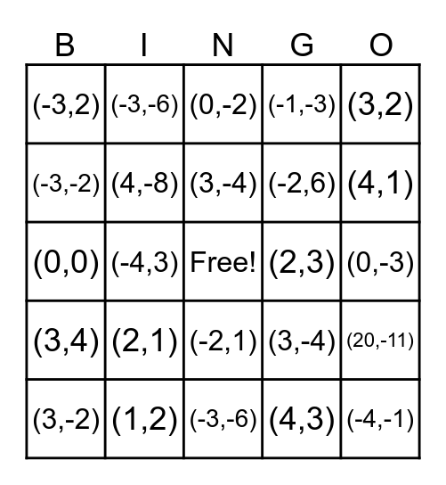 Solving Systems by Substitution Bingo Card