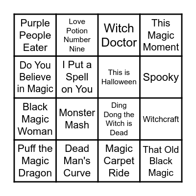 Spooky Music Bingo Card
