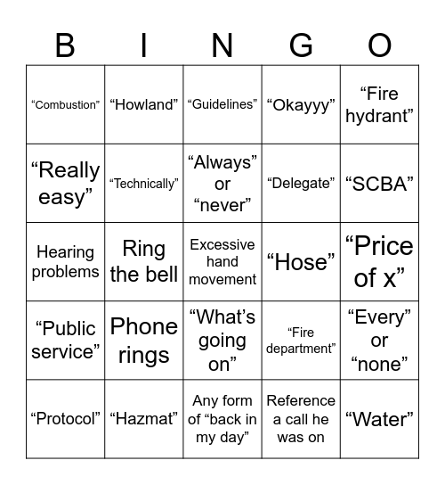 Fire EMS Bingo v3 Bingo Card