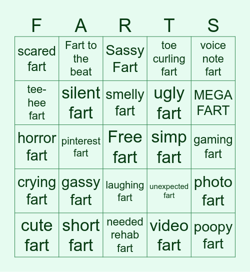 Fart bingo Card