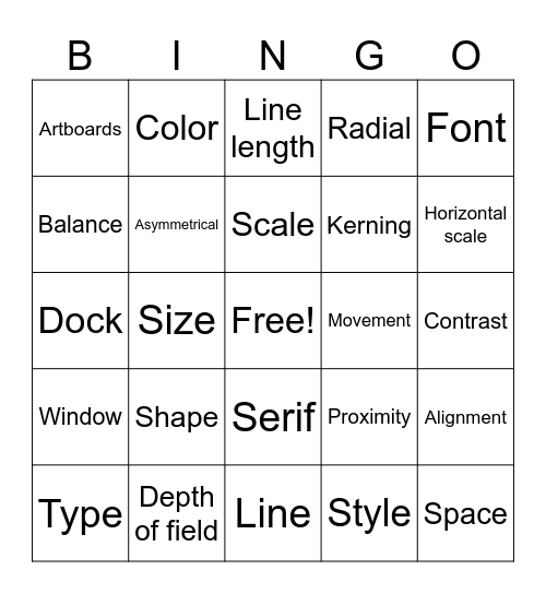 2nd Six Week's Bingo Card