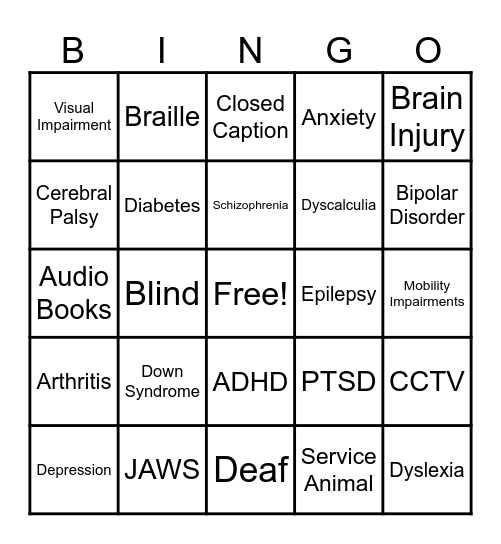 DSS Bingo Card
