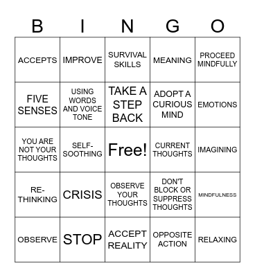 DBT BINGO Card