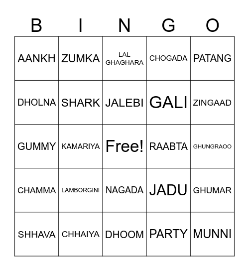 MUSICAL BINGO Card