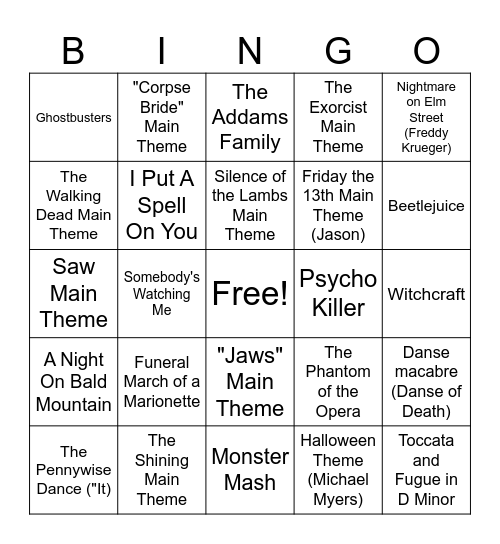 Halloween Bingo Card