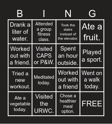 C100's WELLNESS BINGO Card