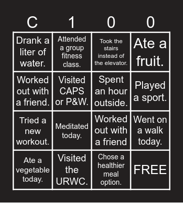 WELLNESS BINGO! Bingo Card