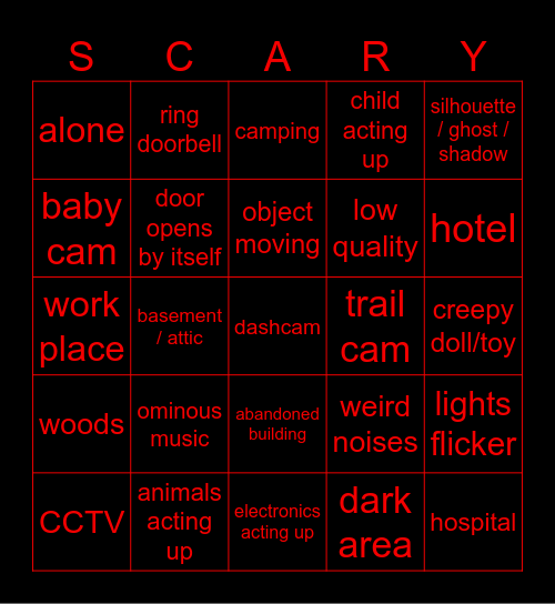 scary comp bingo Card