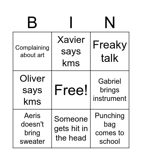 Vnhs Bingo Card