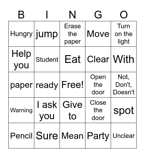 Unit 2 Bingo Card