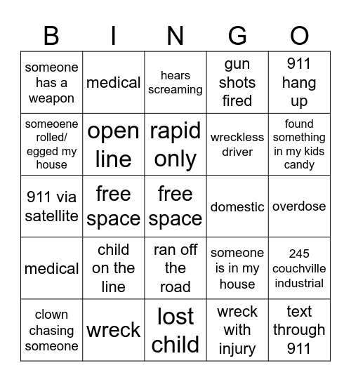 911 halloween bingo Card