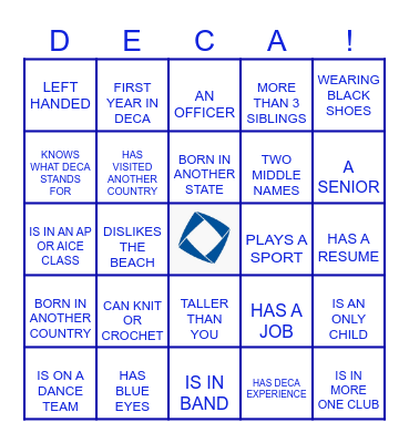 DECA - Get to know the crew Bingo Card