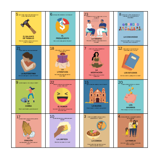 LOTERIA DEL CUIDADO PERSONAL Bingo Card