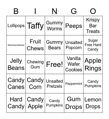 Halloween Friendly Treats! Bingo Card