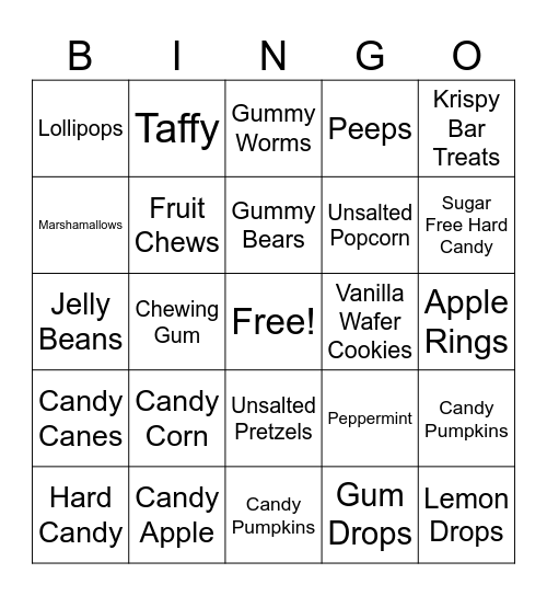 Halloween Friendly Treats! Bingo Card