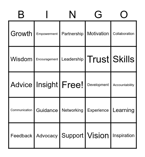 HeliUM Mentorship Bingo! Bingo Card