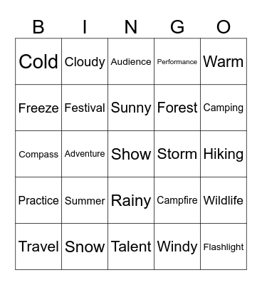 ESL competition Bingo Card