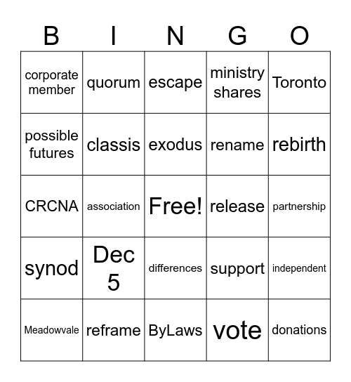 Disaffiliation? Bingo Card