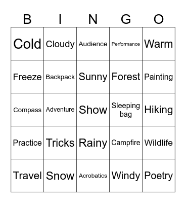 ESL competition Bingo Card