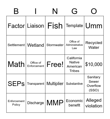 WEP Bingo Card