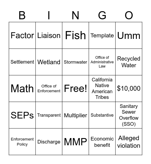 WEP Bingo Card