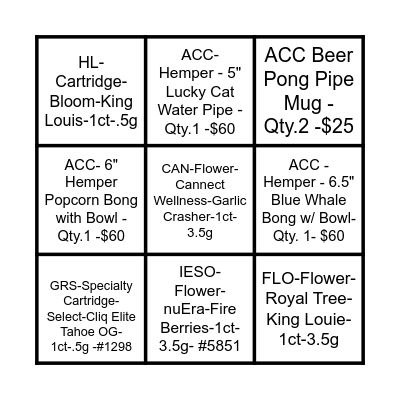 Week of 10/27 -11/8 Bingo Card