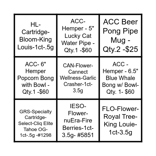 Week of 10/27 -11/8 Bingo Card