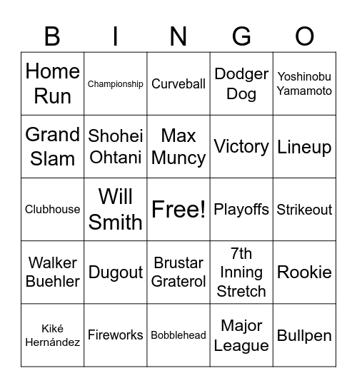 Dodger Bingo! Bingo Card