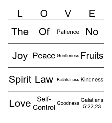Fruits of the Spirit Bingo Card