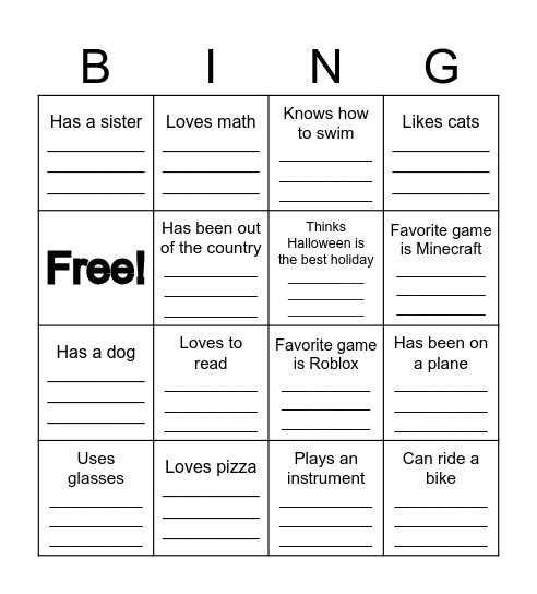 Get to Know You Bingo Card